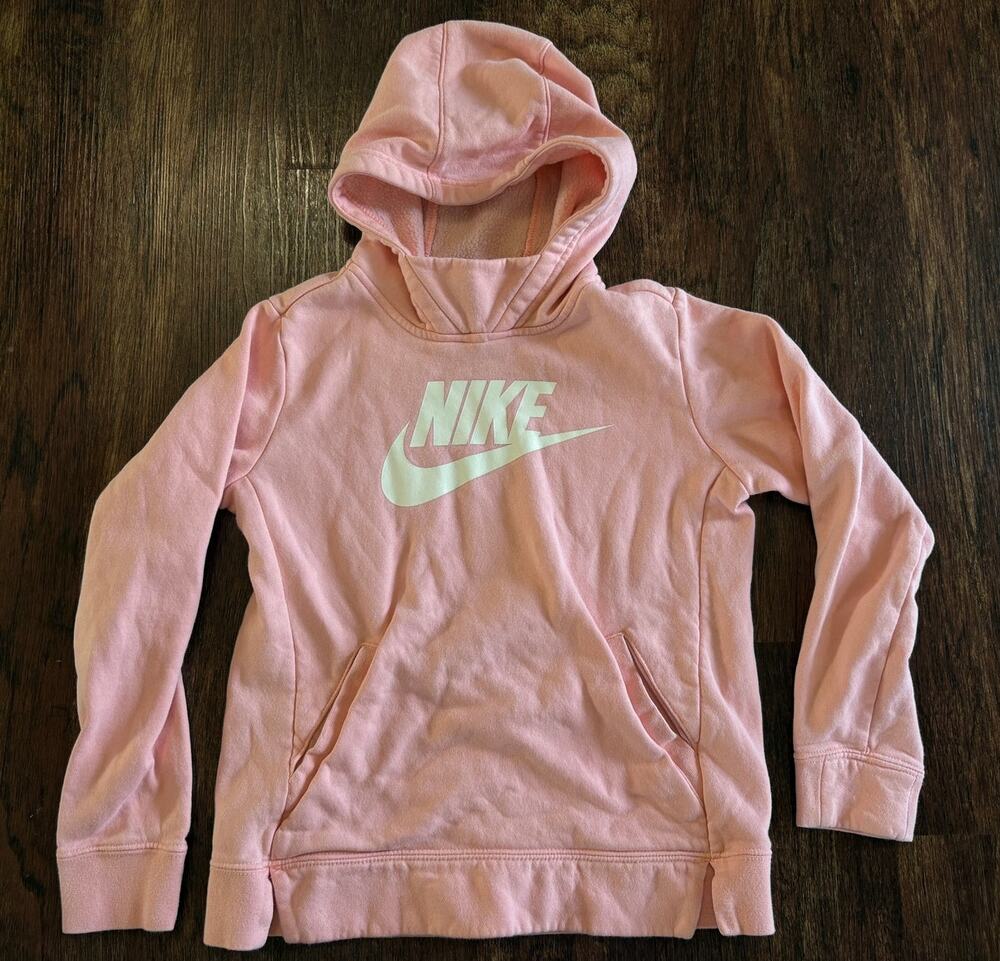 Nike Girls Light Pink Pullover Hoodie Sweatshirt Youth Size Medium